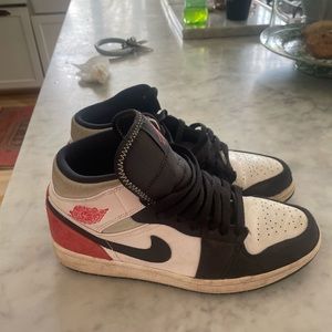 Jordan 1 mid white green red and black